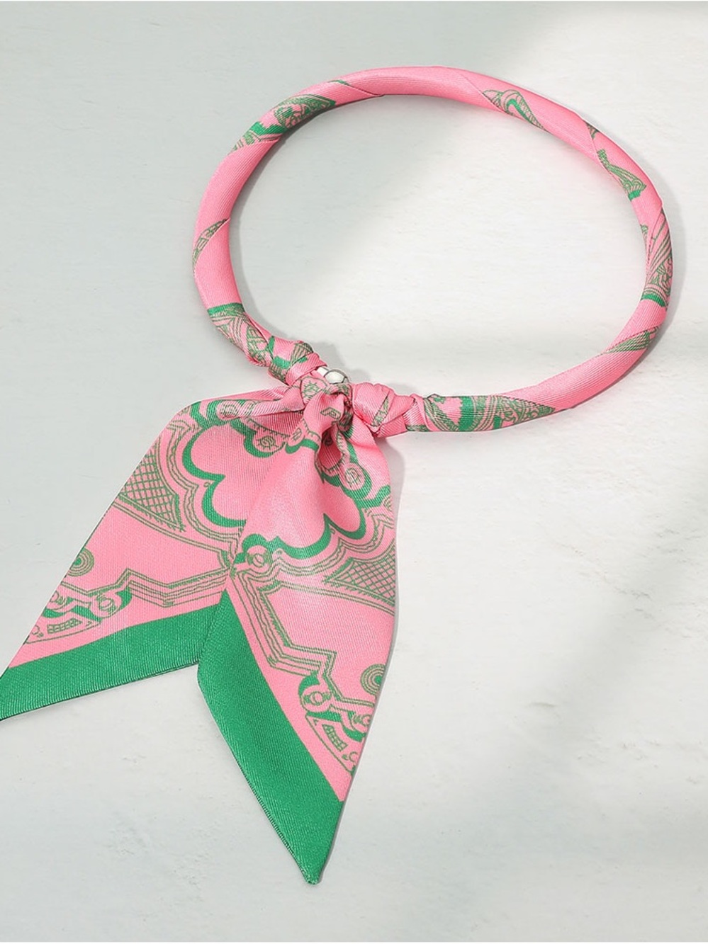 Pink & Green Scarf Necklace- Women's Fashion Accessory